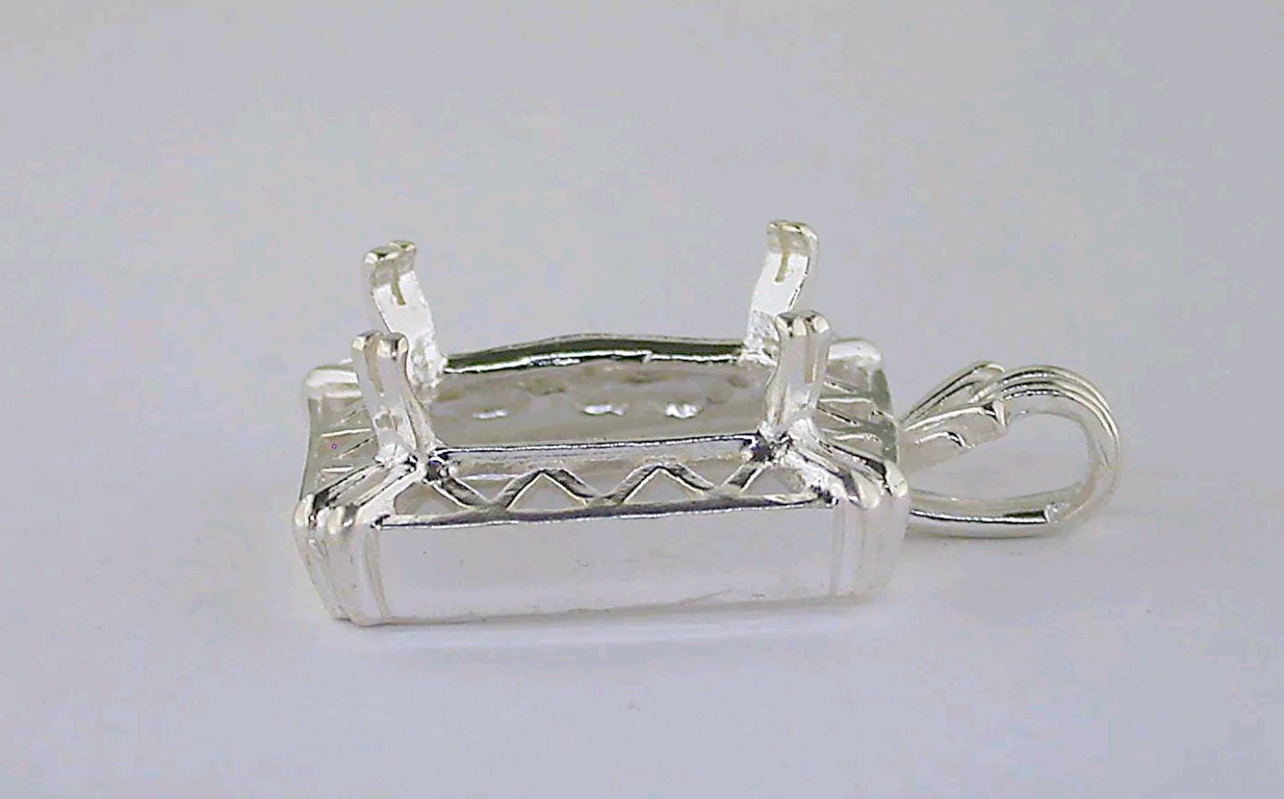 14x10 Emerald Cut Sterling Silver or 14kt Gold Pendant Setting - USA Made Jewelry for Women, Engagement & Special Occasions