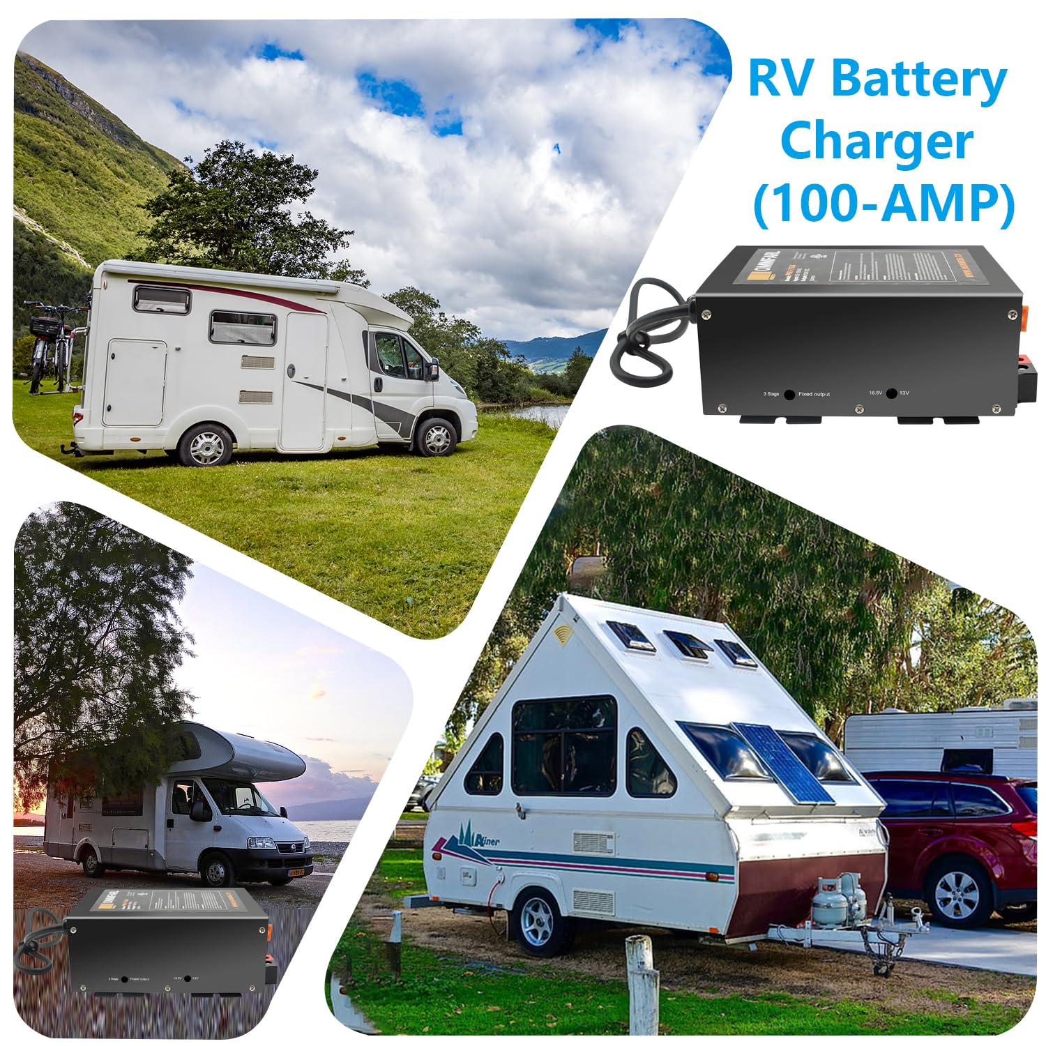 RV Power Converter with Built-in 4-Stage Smart Battery Charger - 100 Amp RV Battery Power Supply for Camping & Travel | Multiple Capacity Options | Charge & Maintain RV Batteries Efficiently