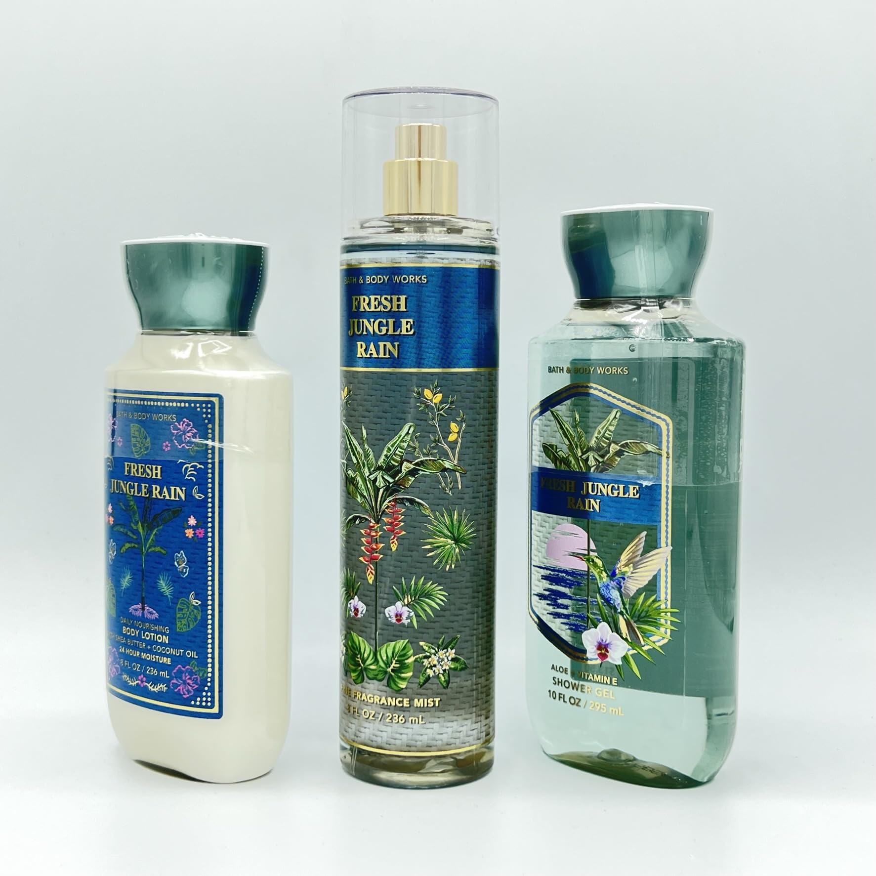 Fresh Jungle Rain Bath & Body 3-Piece Gift Set | Hydrating Body Lotion, Shower Gel & Perfume Mist for Dry Skin | Perfect for Spa Day, Self-Care Routine & Relaxing Bath Time