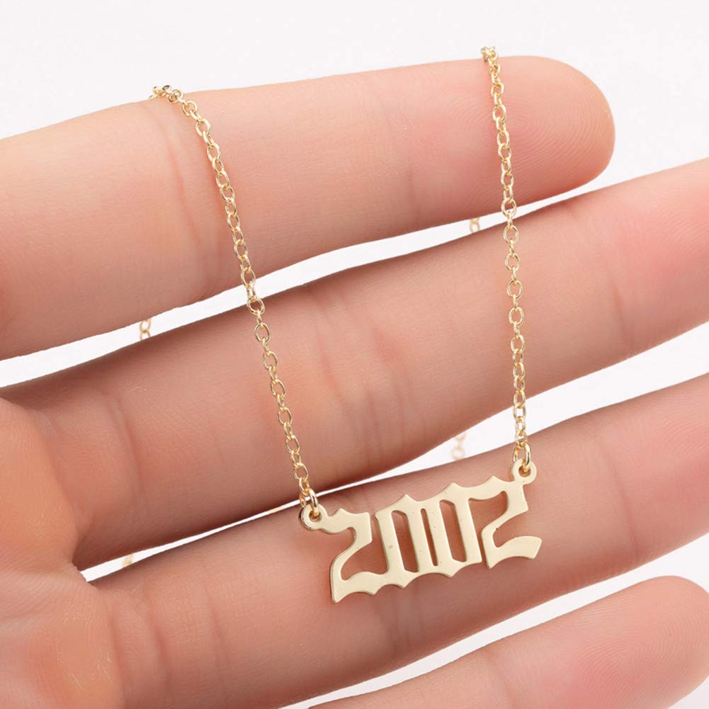 2001 Birth Year Charm Necklace - Stainless Steel Gold Pendant with Number Charm for Women | Perfect Birthday Gift & Anniversary Jewelry for Her