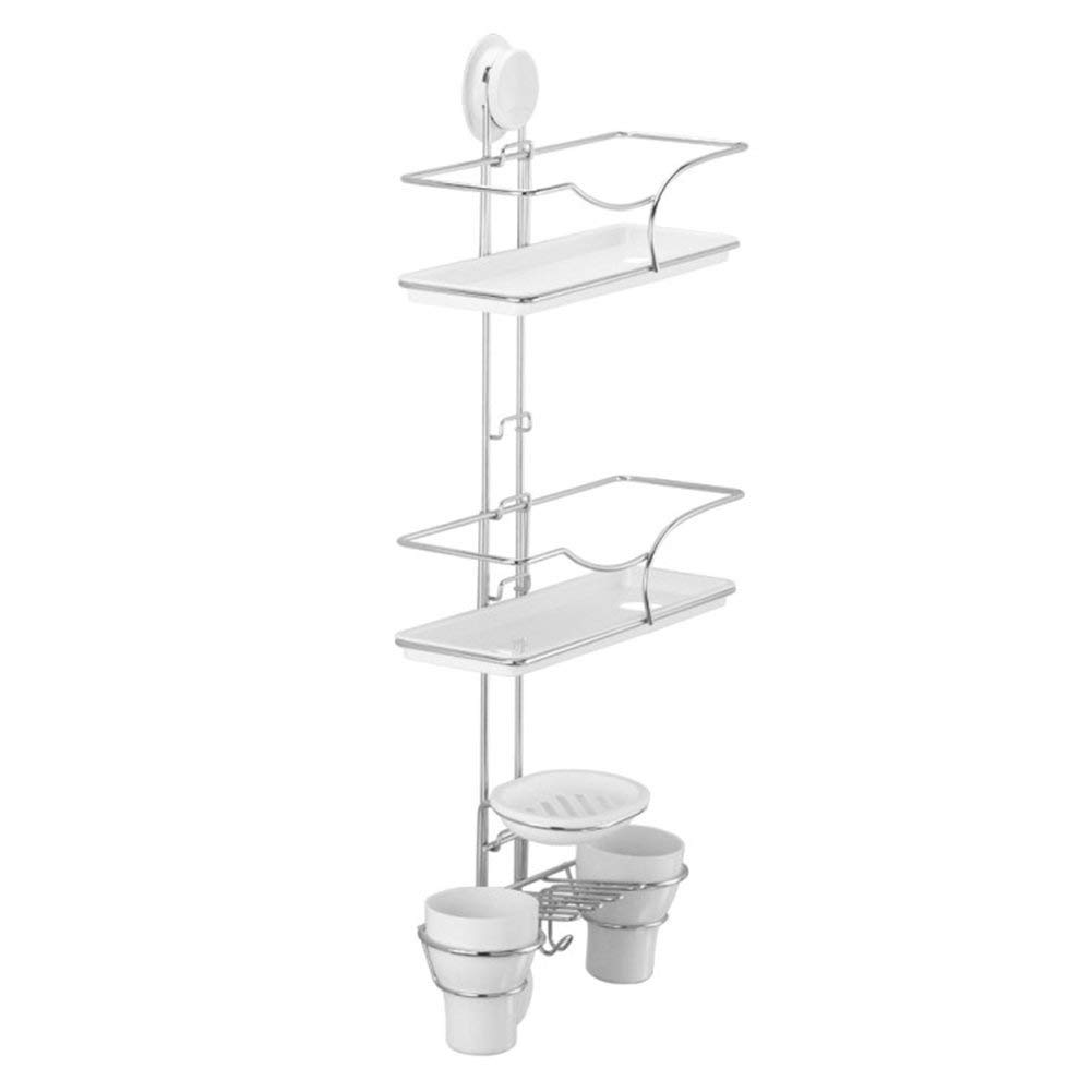 Stainless Steel Wall-Mounted Shower Shelf Organizer - Rustproof Bathroom Storage with Soap Dish, Cup Hook & Drain - Perfect for Small Spaces, Apartment Showers & Spa-Style Bathrooms