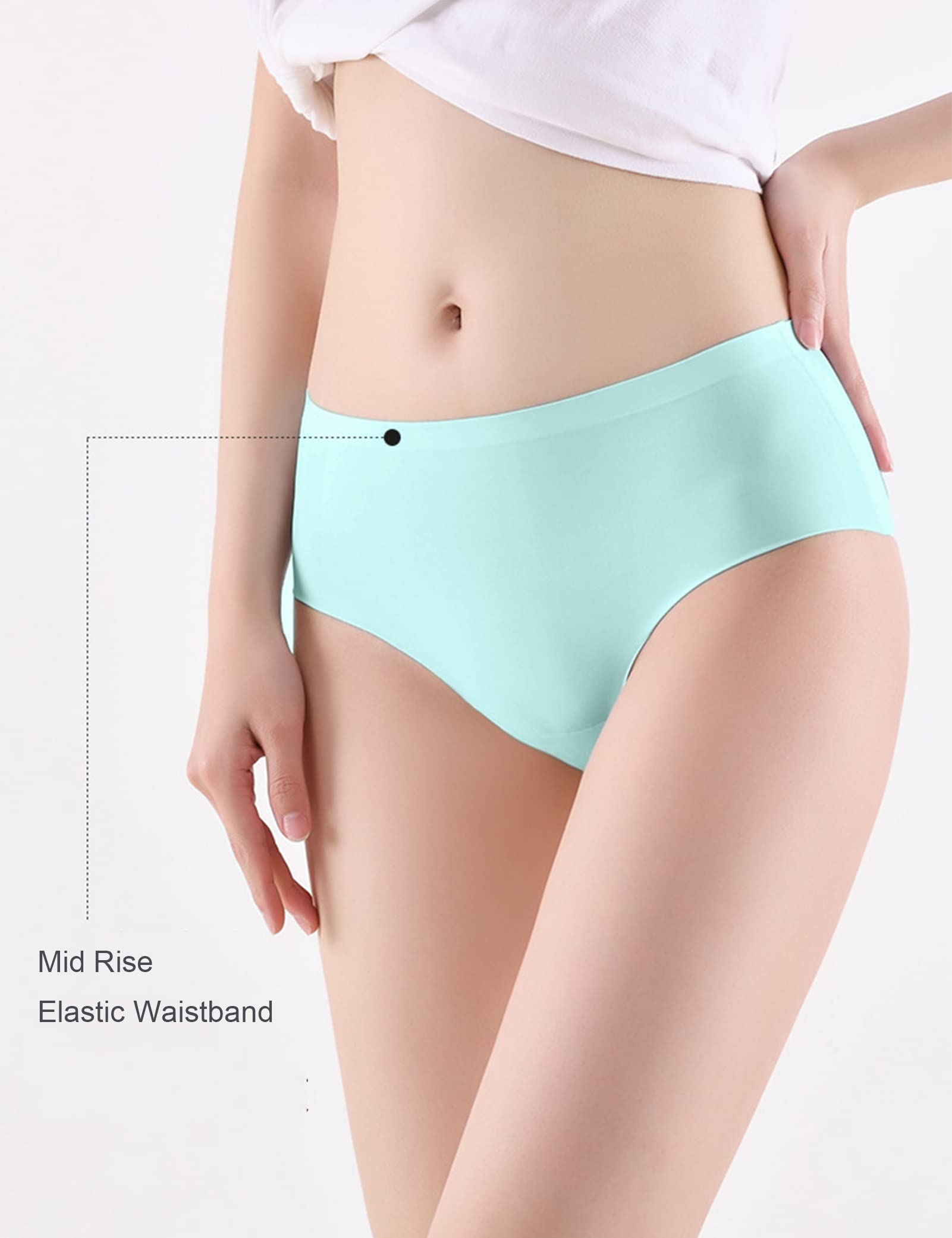Kiench Seamless No Show Bikini Panties for Women & Teens - 6 Pack Soft Stretch Underwear Set - Perfect for Yoga, Workout, Daily Wear and Travel