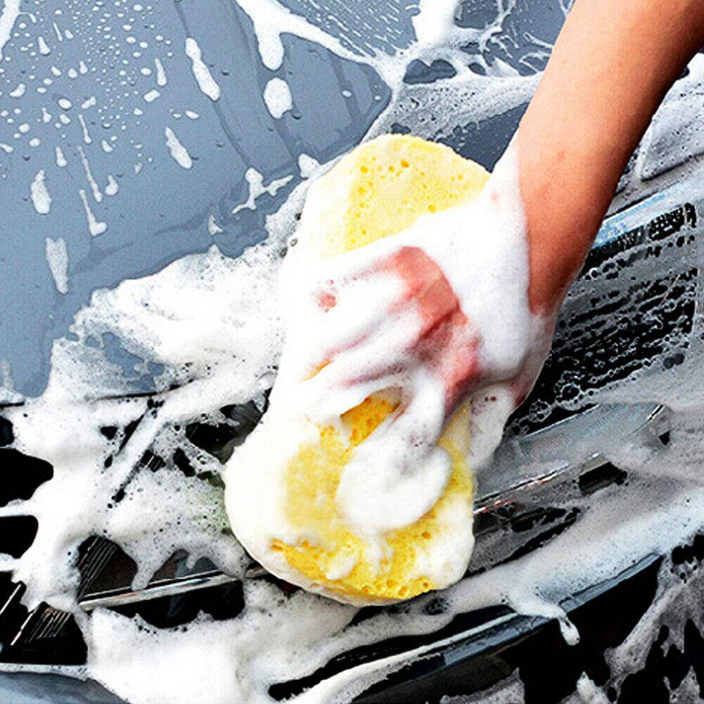 Premium Car Wash Sponges - 2 Pack Large Cleaning Sponge Pads for Auto Detailing & Kitchen Cleaning | Extra Absorbent Yellow Sponges with Vacuum Compressed Packaging | Perfect for Car Washing, Dish Cleaning & Household Chores