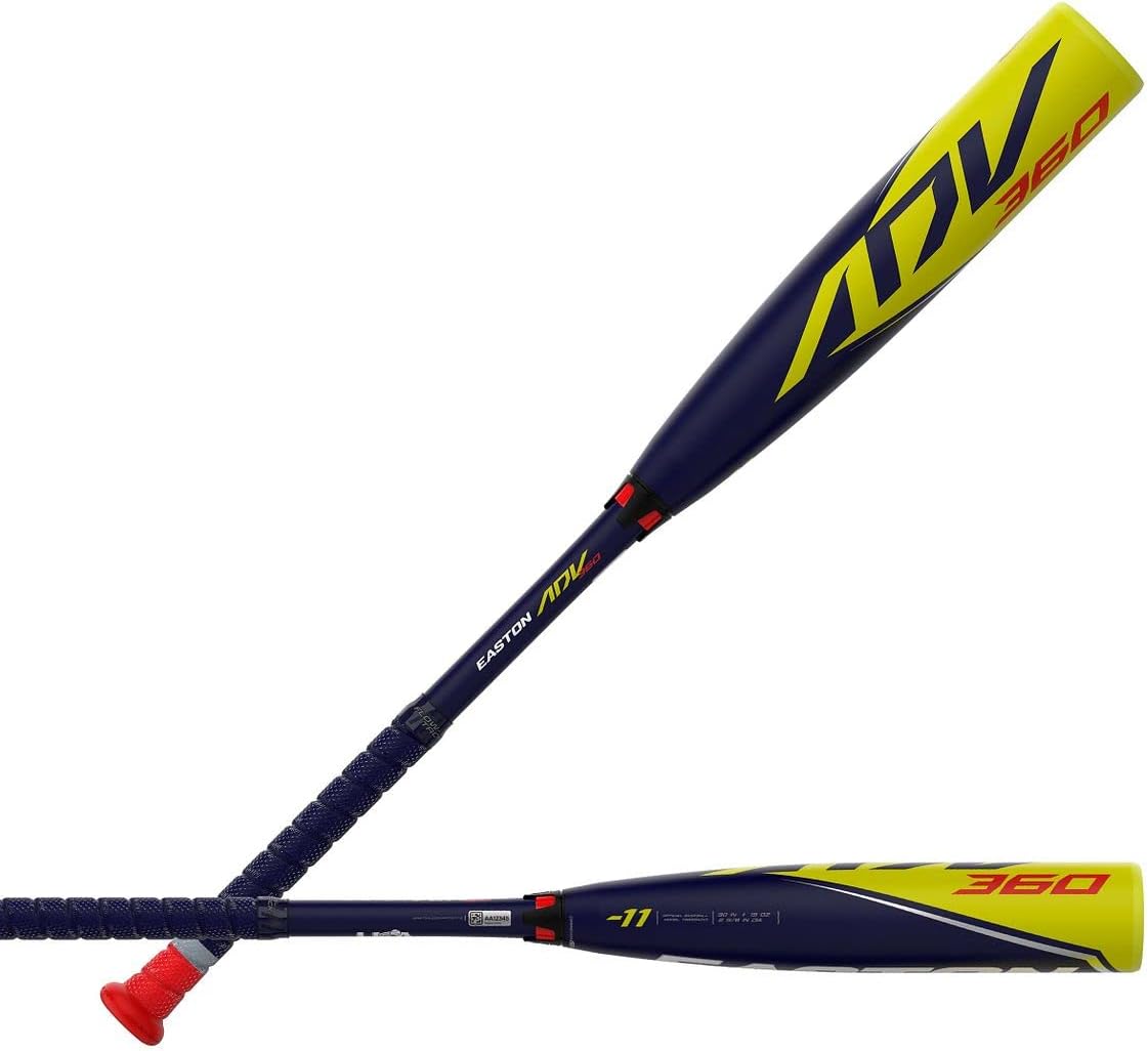 2022 Easton ADV 360 11 USA Baseball Bat - Black/Yellow/Red - 27/16 Drop - Lightweight Youth Baseball Bat for Tournament Play & Training - Perfect for Little League & Travel Ball Players