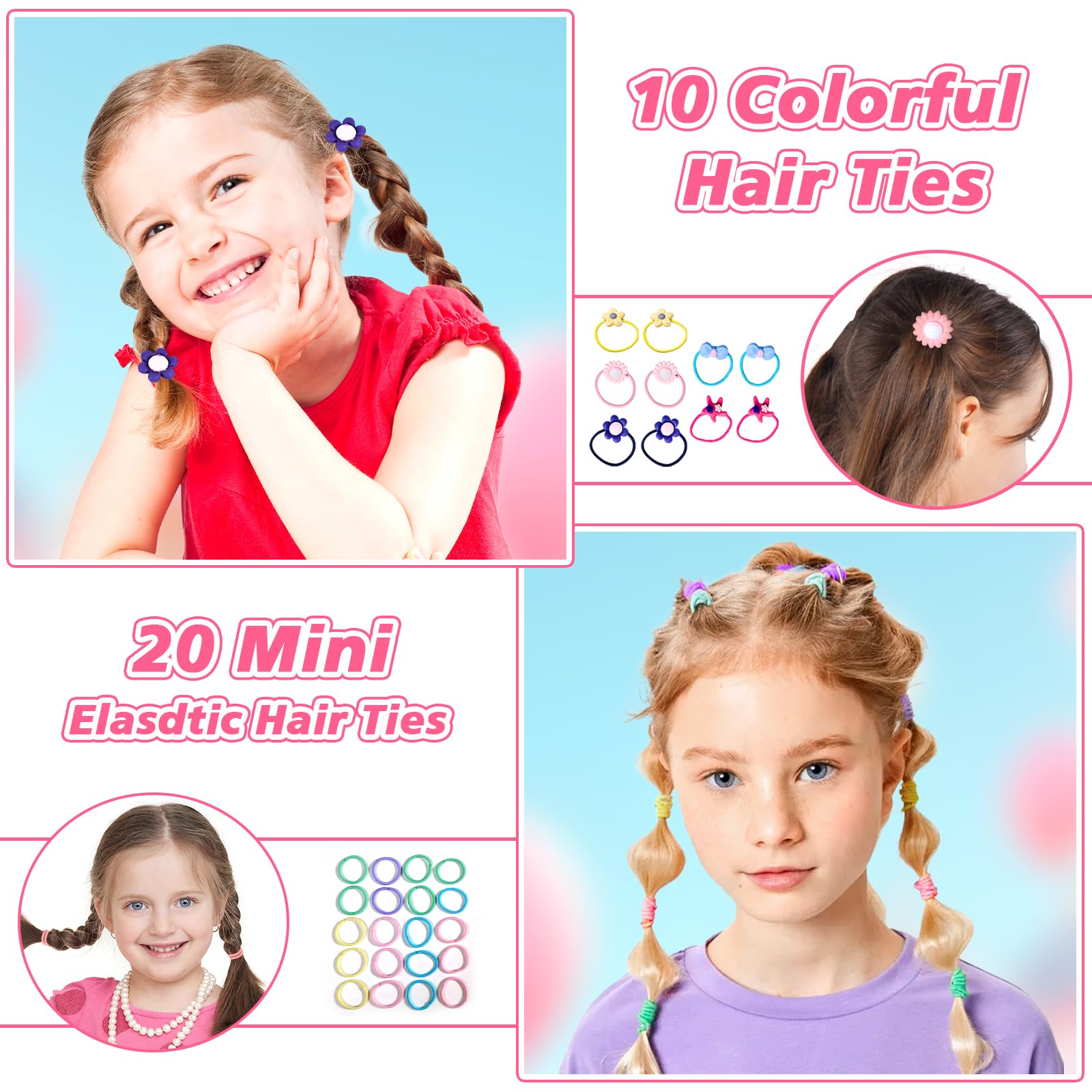 56PCS Girls Hair Clips Set - Cute Bunny Ear Barrettes, Bows & Hair Accessories for Toddlers Ages 3-8 | Perfect for School, Parties & Daily Styling