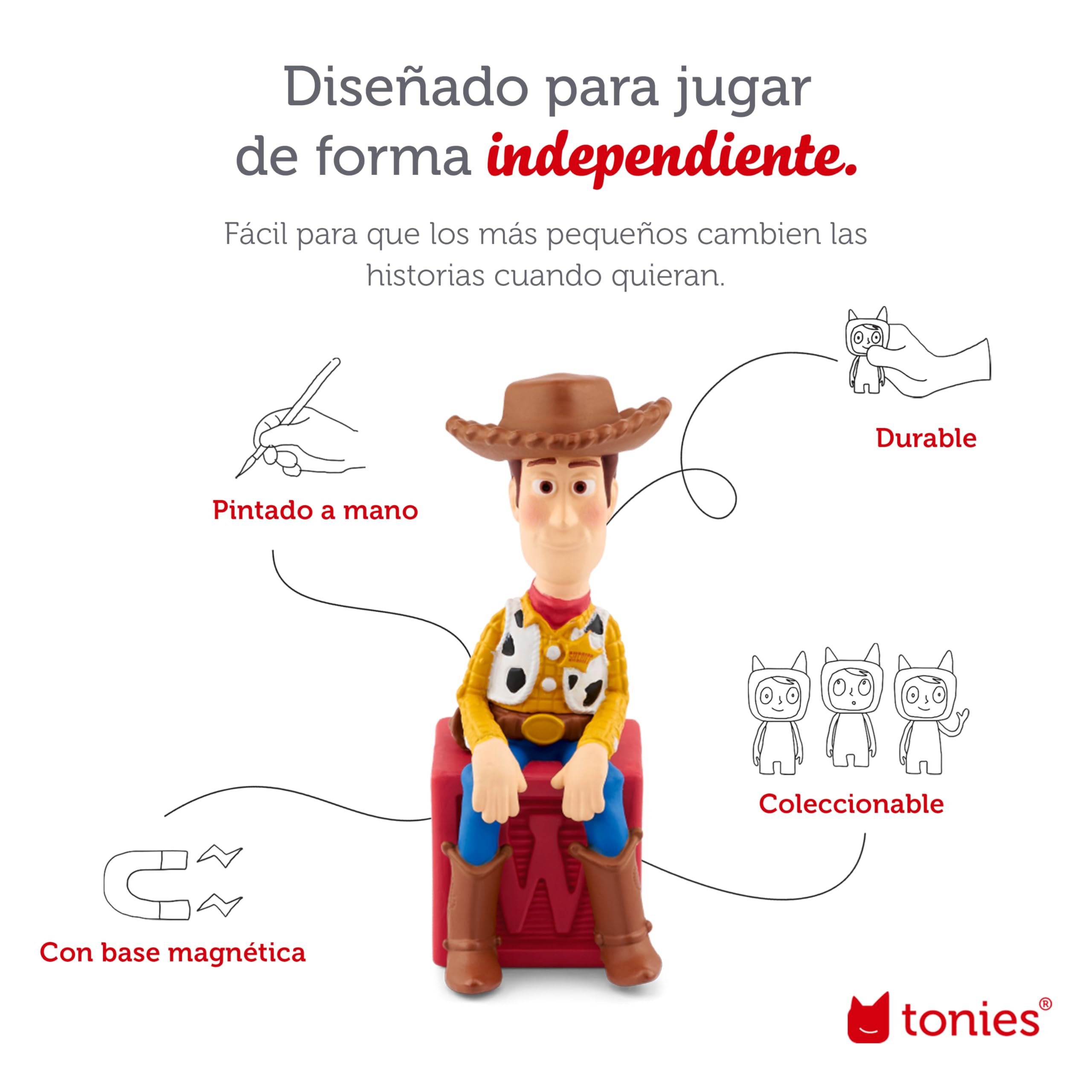 Disney Pixar Toy Story Woody Tonie Audio Figurine - Interactive Storytelling Toy for Kids | Perfect for Playtime, Bedtime Stories & Learning Spanish
