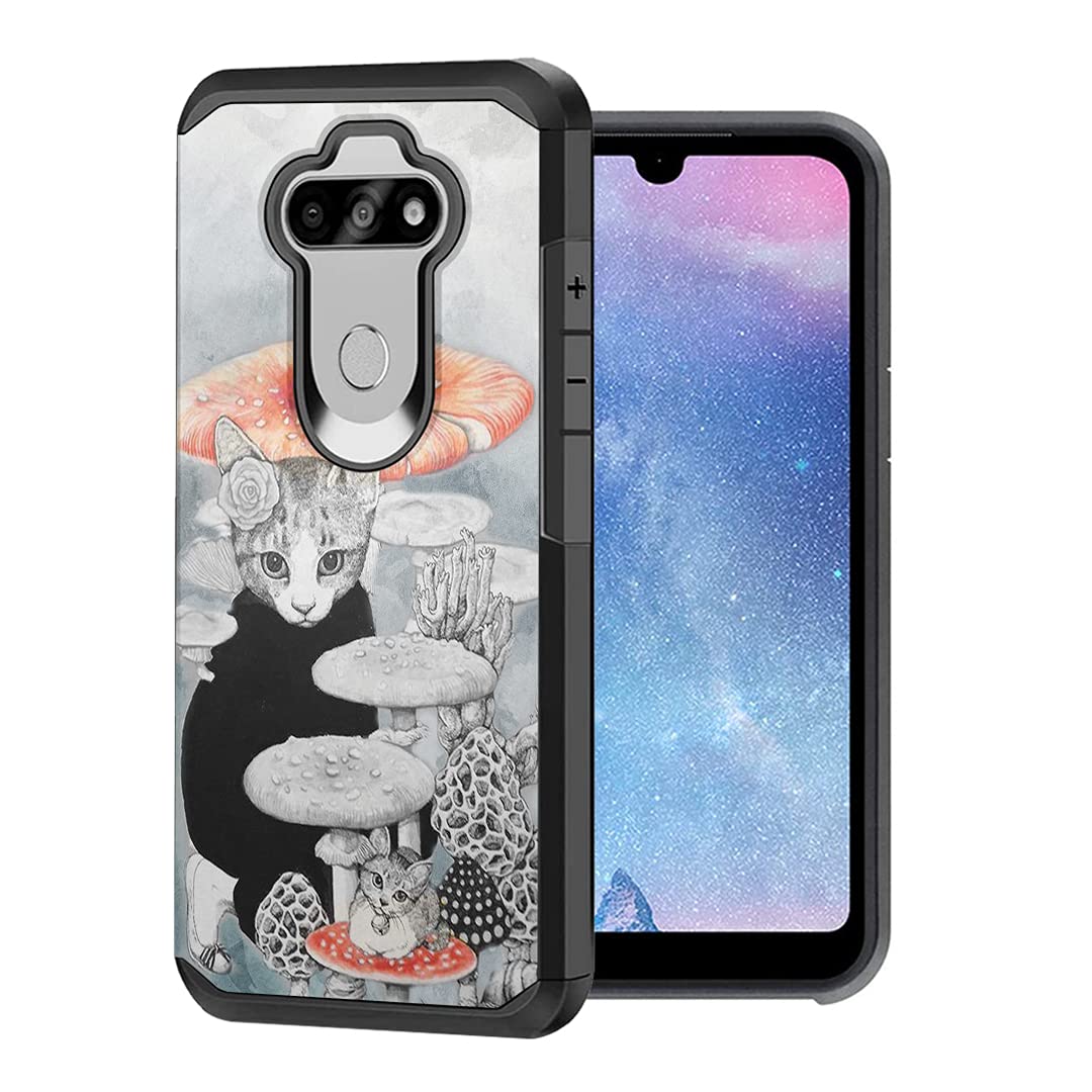Slim Heavy Duty LG K31 Phone Case - Mushroom Cat Design for Women & Men - Perfect for Tracfone & Straight Talk