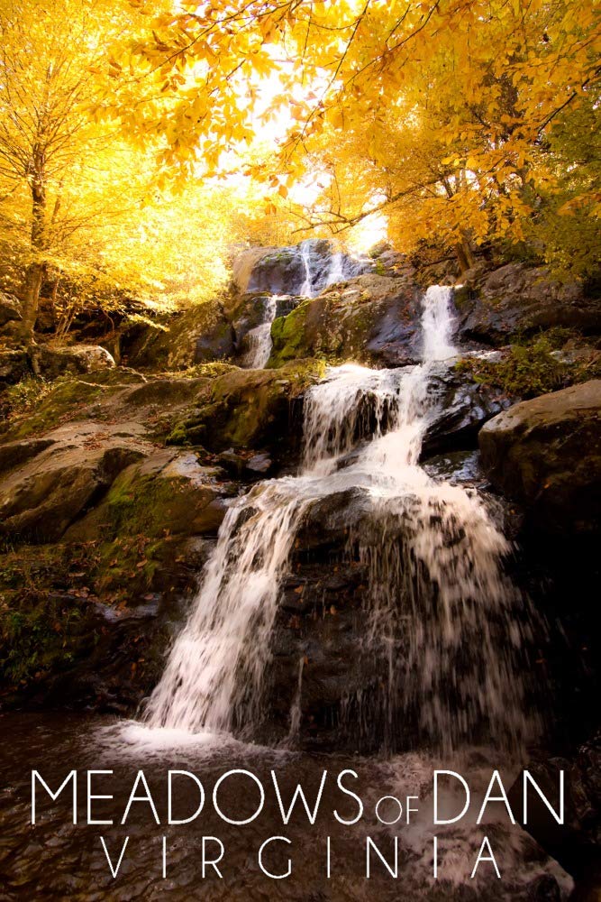 Signed 24x36 Meadows of Dan Virginia Autumn Waterfall Art Print - Premium Wall Decor Poster for Living Room, Bedroom & Office