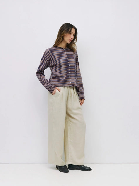 Elisa Cardigan - Soft & Stylish Brown/Navy Knit Sweater for Women | Perfect for Fall & Winter Outfits
