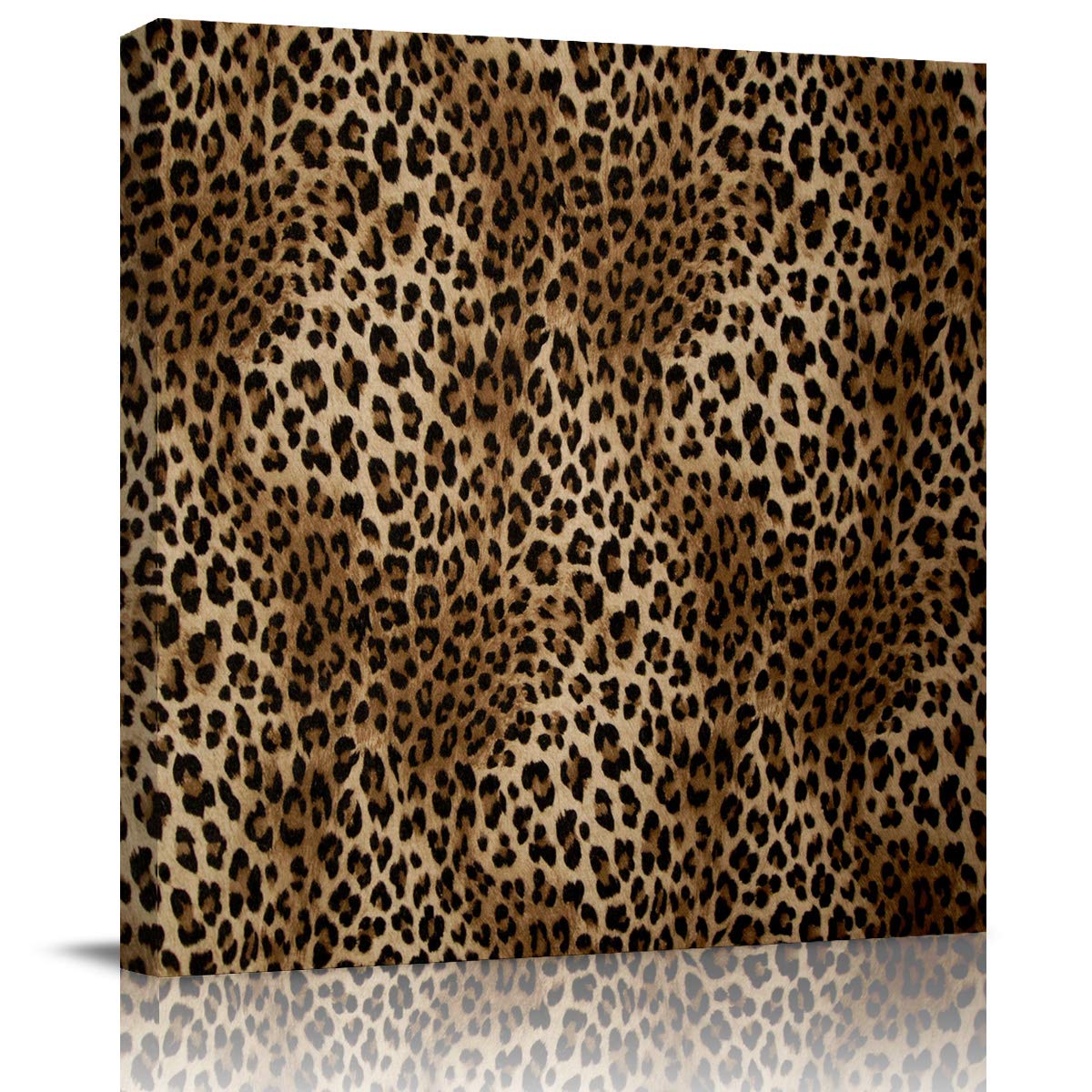 24x24in Leopard Print Square Canvas Wall Art - Handmade Oil Painting for Bathroom, Bedroom, Living Room & Office Decor - Stretched Wooden Frame Ready to Hang - Perfect for Modern Home, Hotel & Kitchen Wall Decoration