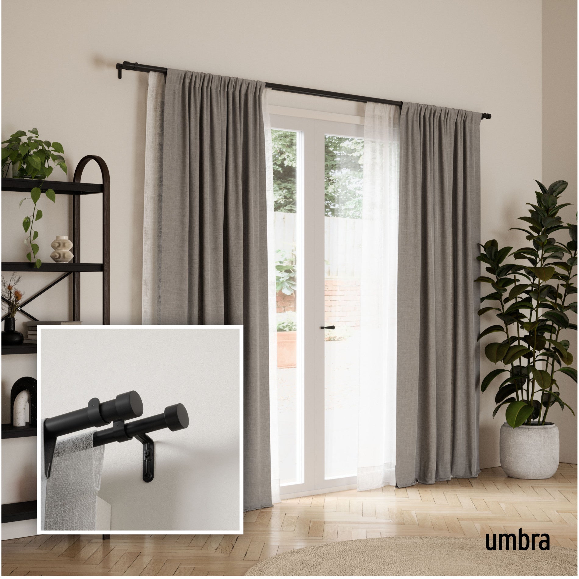 Premium Cappa Double Curtain Rod Set - Adjustable Tension Rod for Windows, Black & Nickel Finish - Perfect for Layered Drapes, Sheers, or Room Dividers