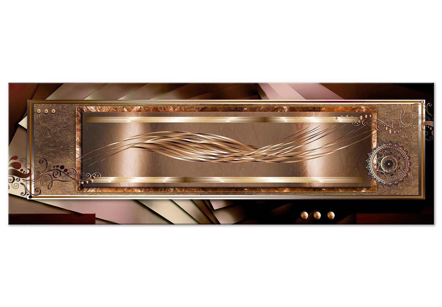 Artgeist Acoustic Canvas Wall Art Print - 53x18 Inch Abstract Soundproofing Artwork with Acoustic Foam for Home & Office Decor | Brown Beige Texture Pearls Design | Room Acoustics & Sound Absorption Panel