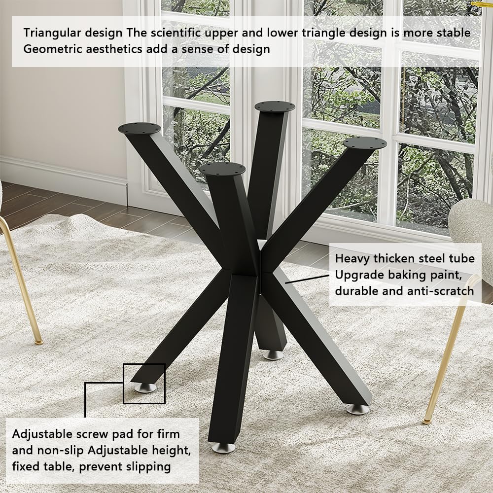 Heavy Duty 28 Inch Metal Table Base for Coffee & Dining Tables - Sturdy Desk Legs for Glass, Marble, Wood Table Tops - Perfect for Home, Kitchen & Office Furniture (Black) | Modern Living Room, Restaurant & Workspace Decor
