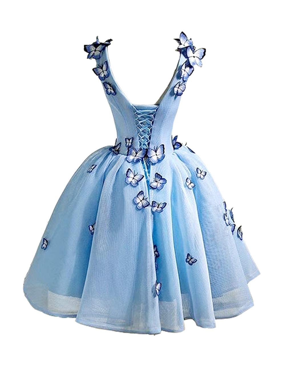 Elegant 3D Butterfly Women's Homecoming Dress - Mesh Formal Party Gown with Lace Up Back, Short Prom & Cocktail Dress for Dances, Weddings & Special Events