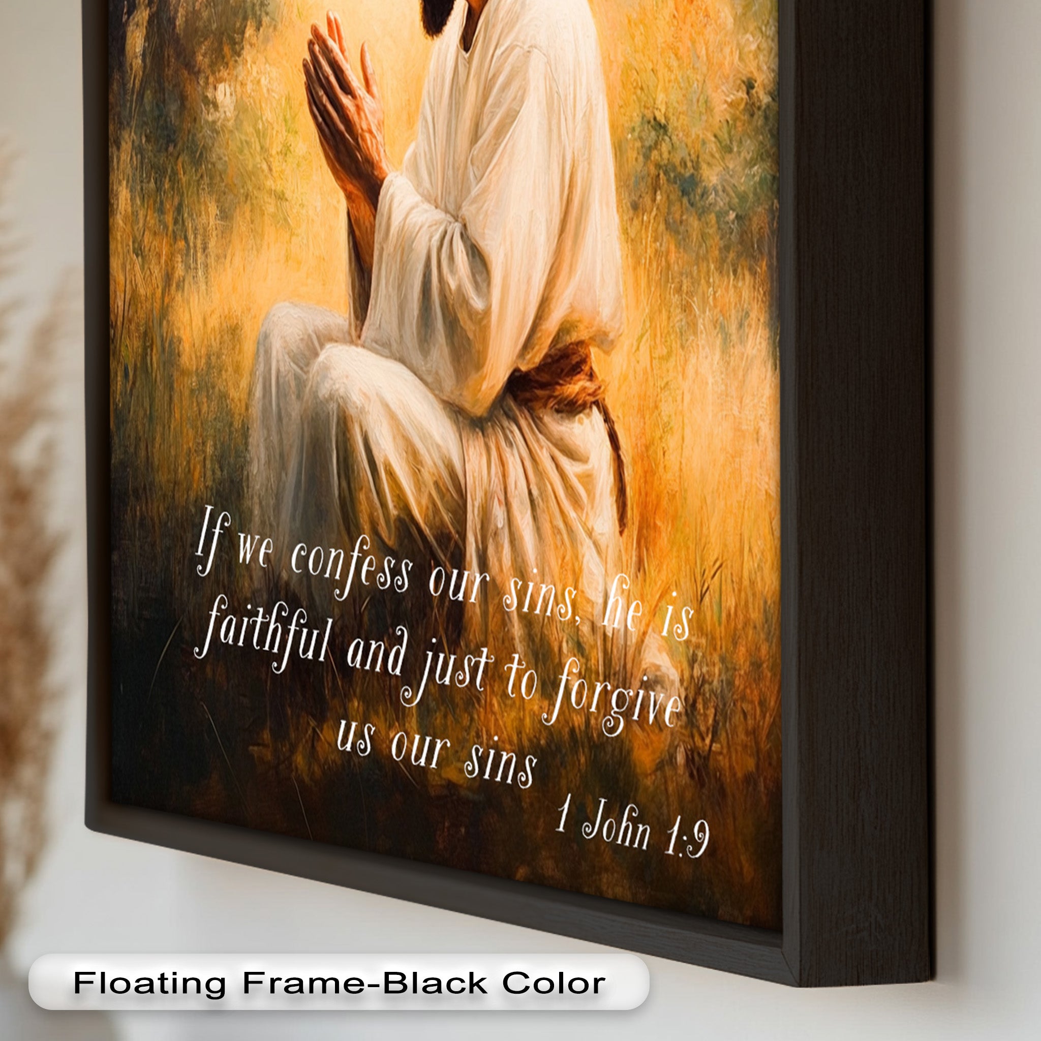 1 John 1:9 Bible Verse Oil Painting - Christian Scripture Wall Art for Home Decor, Church & Prayer Room - Divine Forgiveness Scripture Artwork