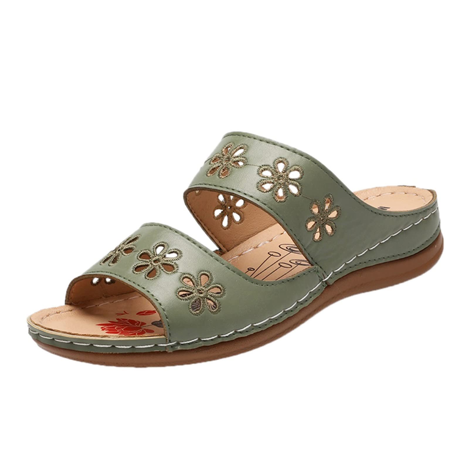 Women's Spring & Summer Flat Slippers - Floral Roman Fashion Sandals for Ladies | Comfortable Casual House Shoes for Home, Beach & Outdoor Wear