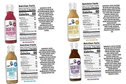 Sugar Free Salad Dressing 4-Pack Bundle - Honey Dijon, Sweet, Raspberry & Balsamic Flavors | Keto-Friendly, Low Carb Condiments for Healthy Salads, Meal Prep & Weight Loss Diets