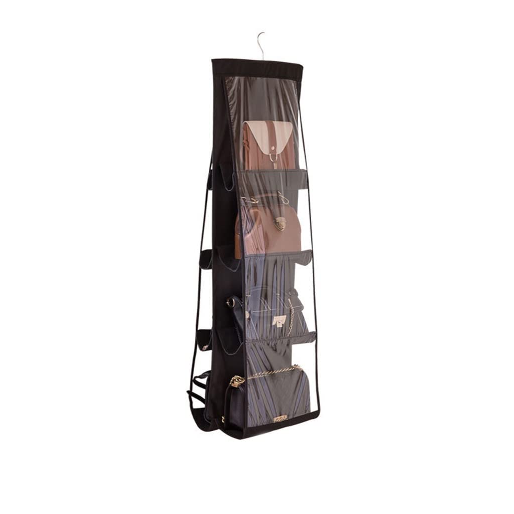 Foldable Non-Woven Transparent Hanging Storage Bag for Handbags, Shoes & Sundries - Wall & Door Organizer (117x35cm) - Perfect for Closet, Bedroom & Entryway Organization