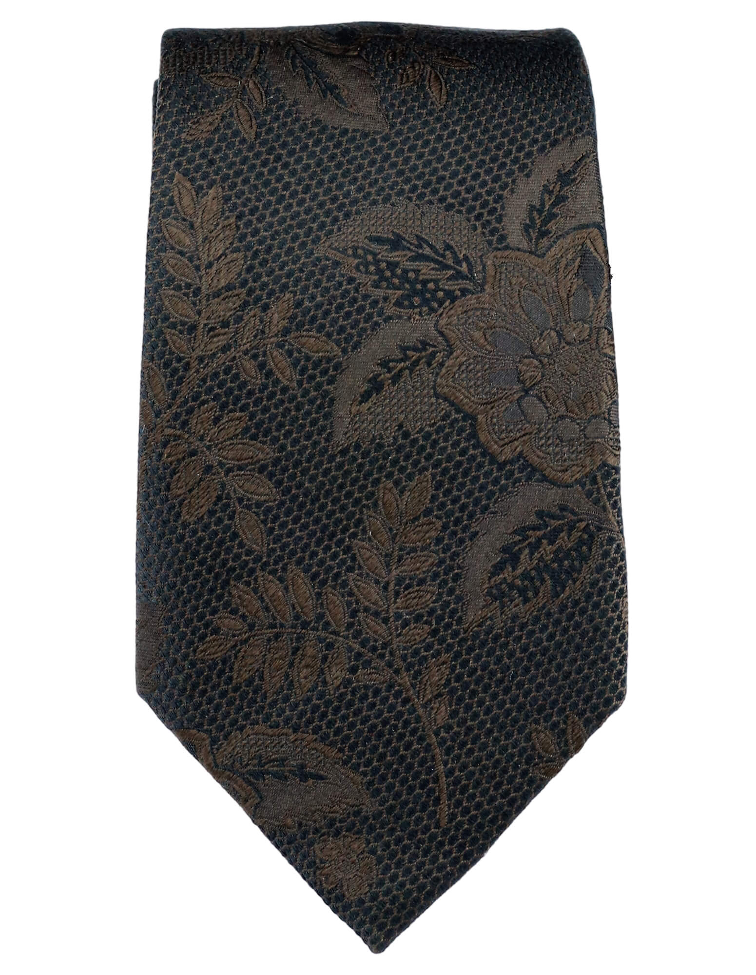 DÉCLIC Kontur Floral Tie for Men - Elegant Brown Silk Necktie for Weddings, Business & Formal Occasions