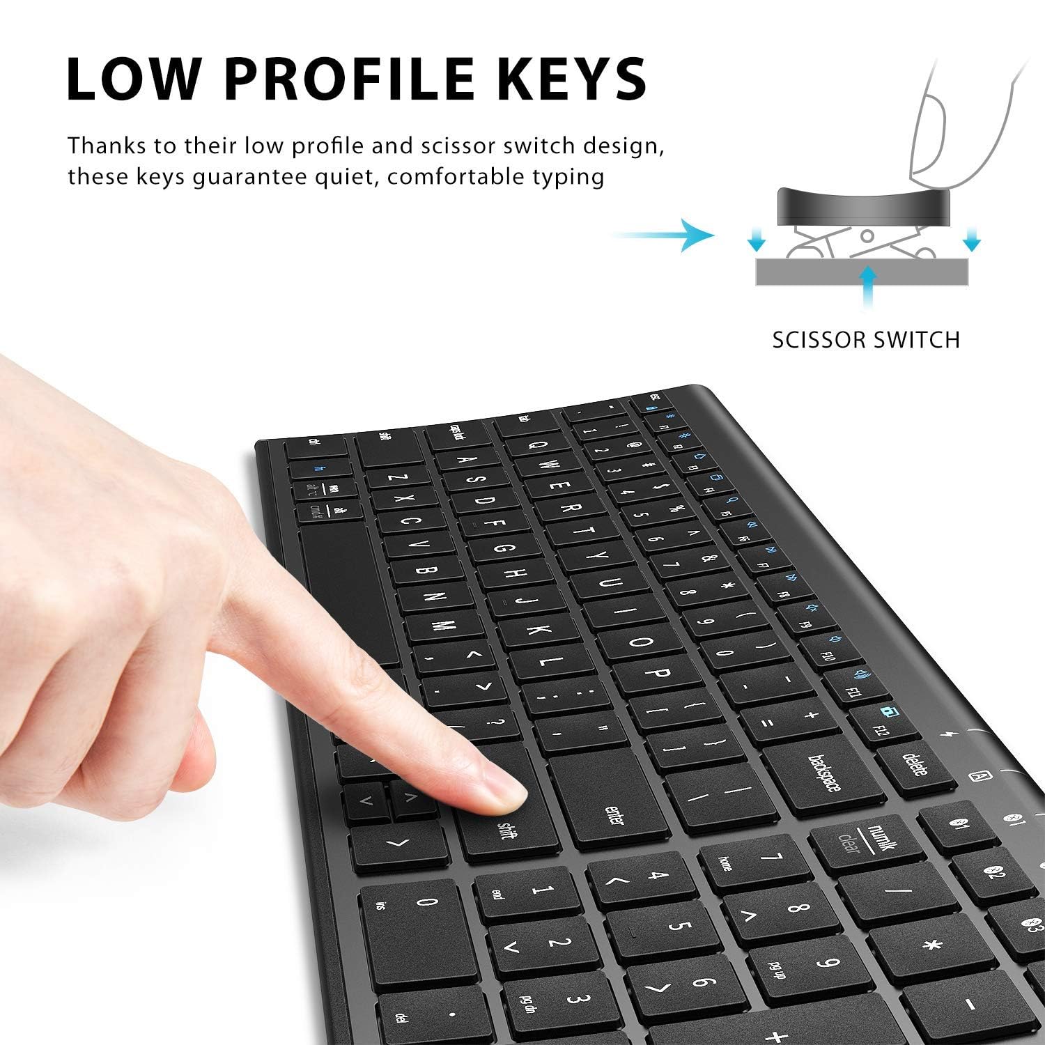 iClever BK10 Bluetooth 5.1 Keyboard - Wireless, Rechargeable, Multi-Device for Mac/Windows/iOS/Android - Perfect for Office & Travel