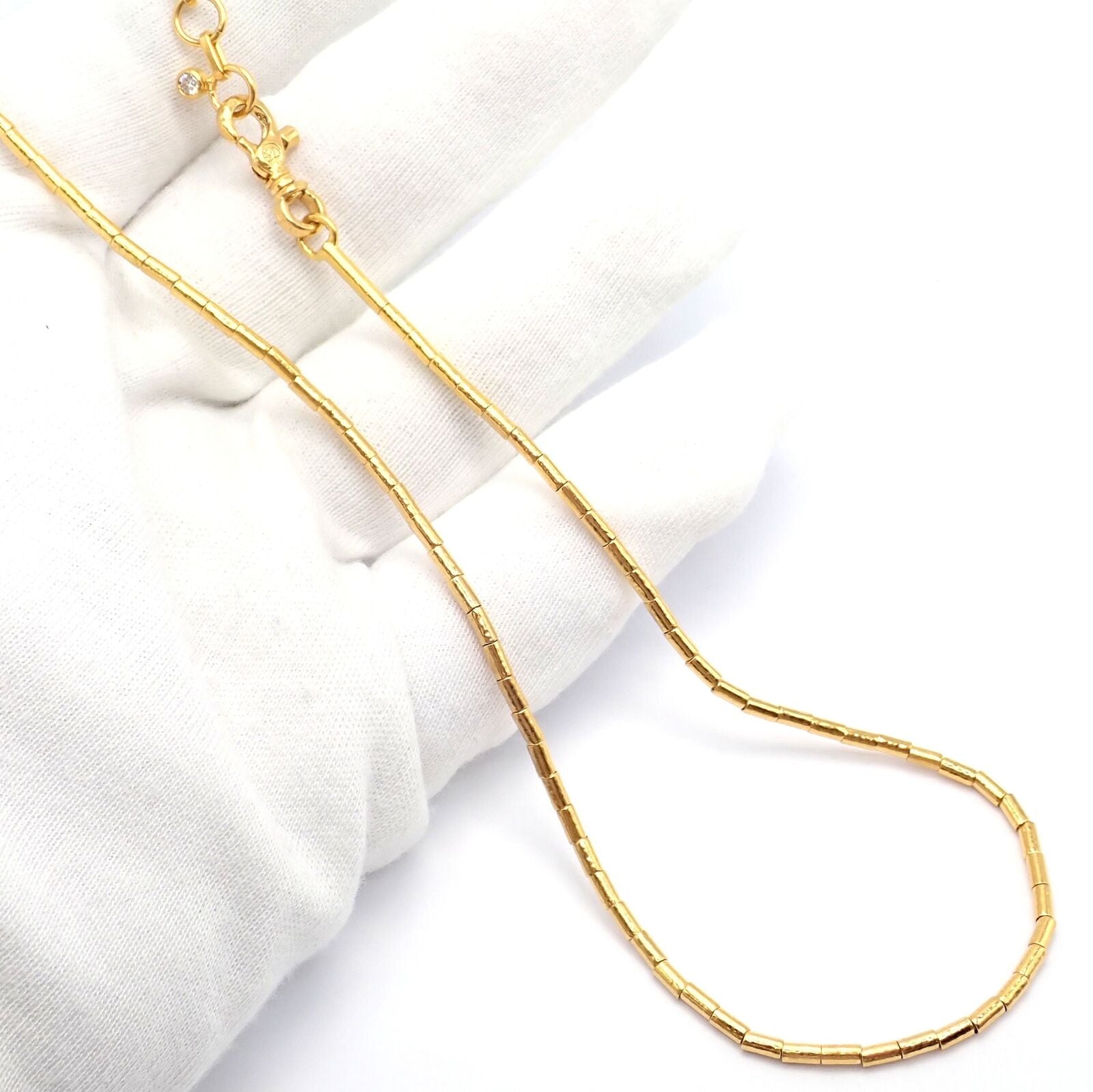Authentic Gurhan 24K Yellow Gold Diamond Lentil Necklace - Luxury Jewelry for Women, Perfect for Weddings, Anniversaries & Special Occasions