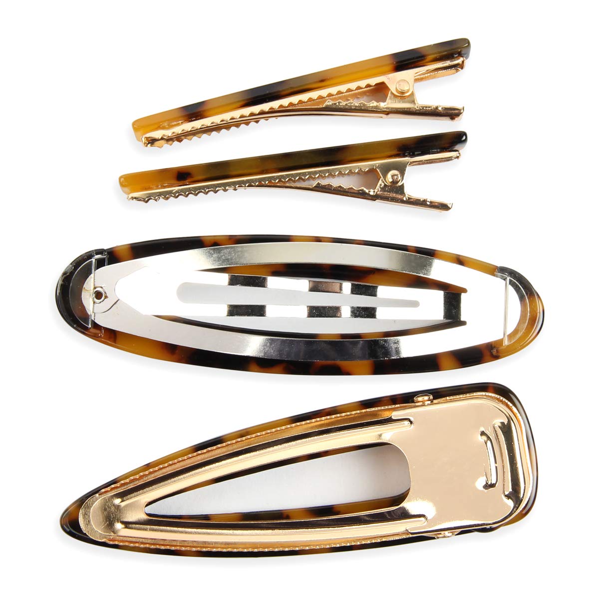 Boho Hair Accessories Set - Metallic Bobby Pins, Rhinestone Barrettes, Geometric Acetate Claw Clips (Marbled Brown Tortoise) for Women & Teens - Perfect for Weddings, Parties & Everyday Styling