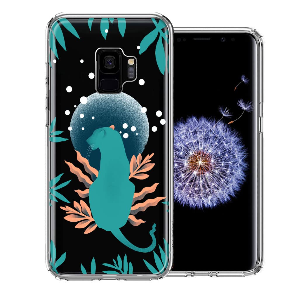 Samsung Galaxy S9 Case - Moon Green Jaguar Design Double Layer Protective Cover for Shockproof & Scratch Resistance | Perfect for Outdoor, Travel & Daily Use