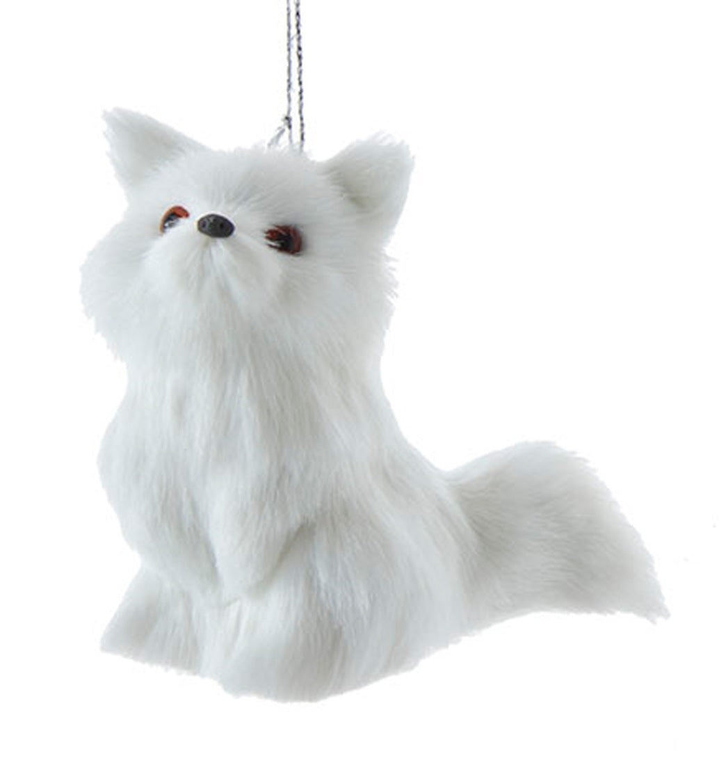 3 Pack Furry Winter White Wildlife Ornaments - Cute Fox, Rabbit & Deer Christmas Tree Decorations for Holiday Home Decor, Gift Giving & Winter Wonderland Theme Party