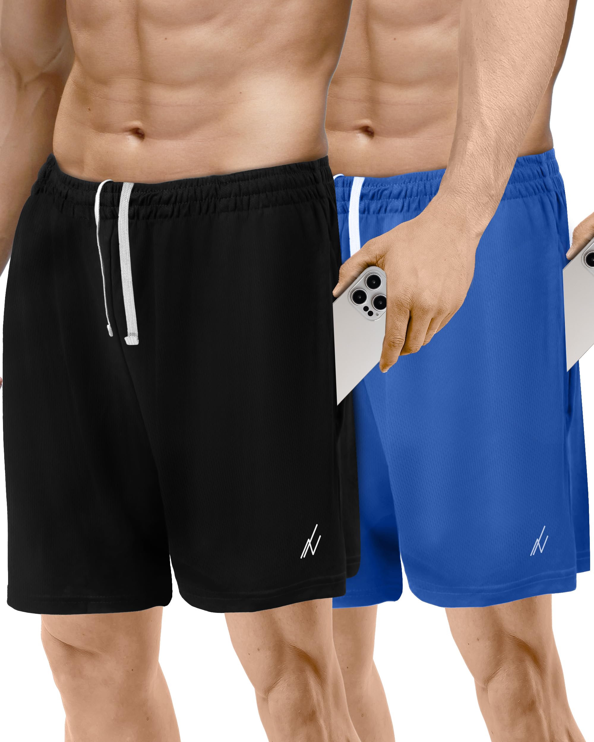NY Threads Men's Athletic Shorts 2 Pack - Quick Dry Lightweight Running & Gym Workout Shorts with Pockets - Perfect for Jogging, Training & Casual Wear