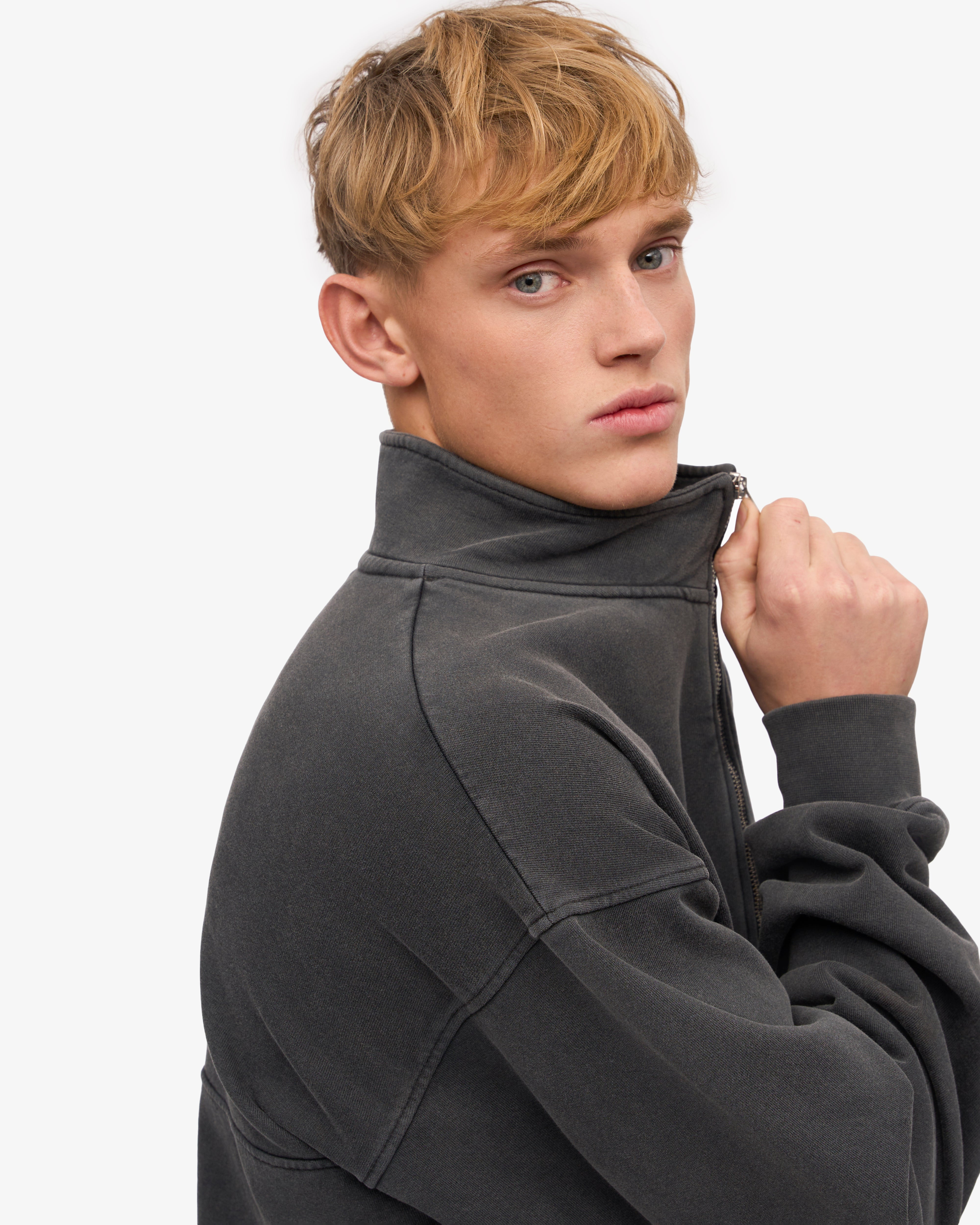Organic Quarter Zip Sweatshirt for Men - Faded Black | Comfortable & Eco-Friendly Pullover for Casual Wear, Outdoor Activities & Layering