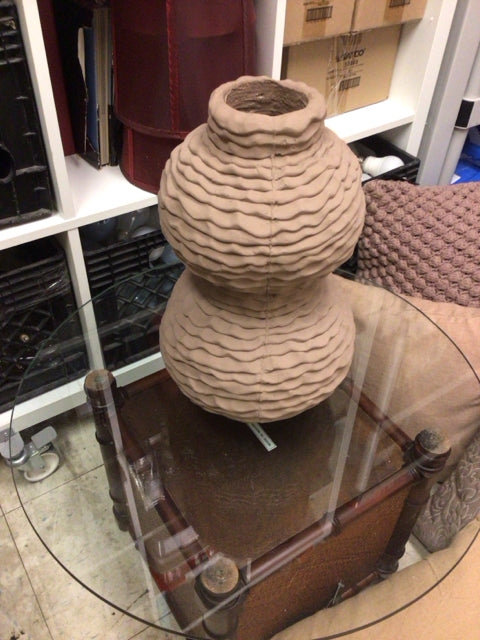 Bo Concepts Modern Brown Wavy Ceramic Vase - Handcrafted Home Decor for Living Room, Dining Table & Office Desk Centerpiece