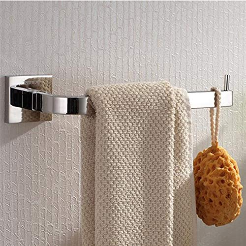 Bright Polishing Square Base Towel Hook Bars - Silver Stainless Steel Towel Rack (304 Grade) - Bathroom Wall Mount Accessories for Home, Hotel, Spa - KJ51309