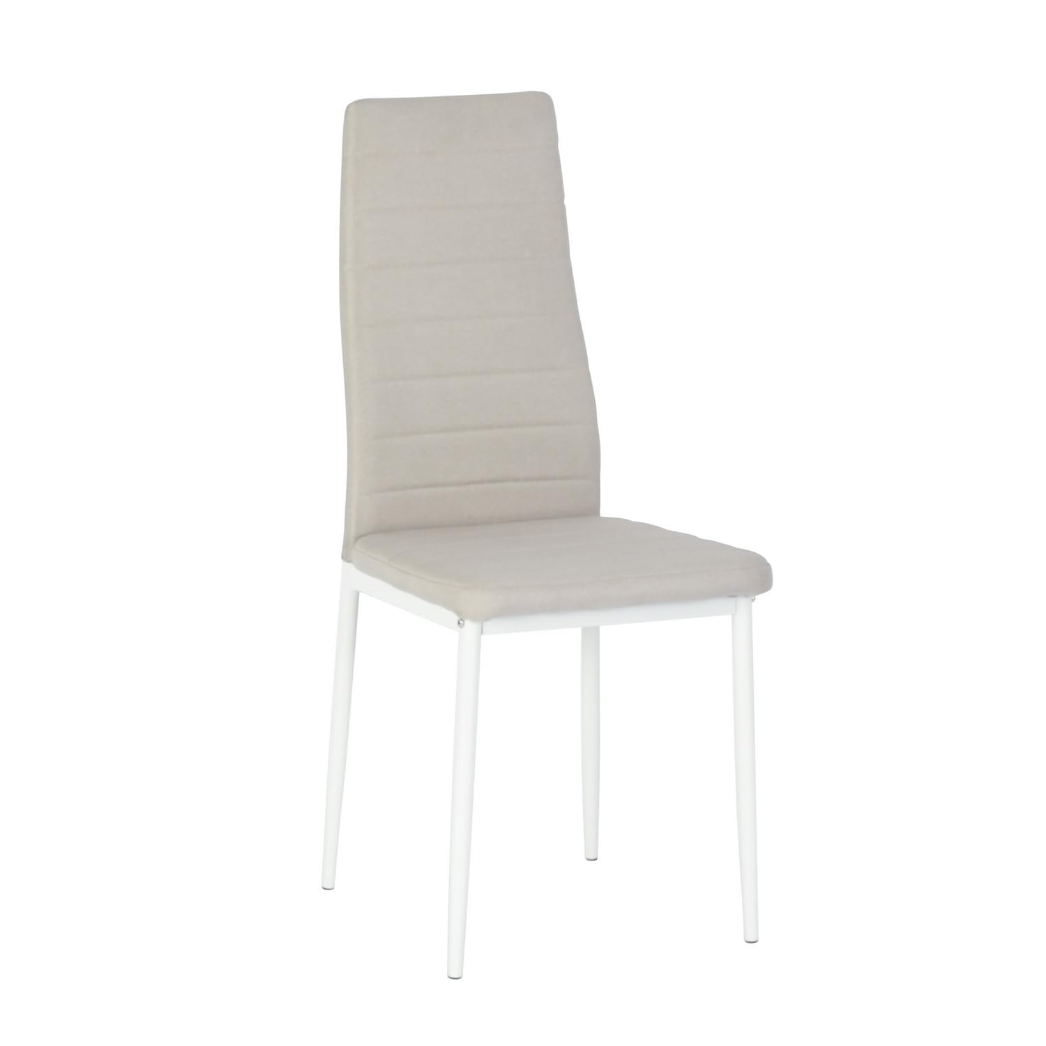 Homy Casa Set of 4 Modern Dining Chairs - Upholstered Armless Kitchen Chairs with Fabric/PVC & Sturdy Metal Legs - Comfortable Padded Side Chairs for Dining Room, Living Room or Office - Beige - Perfect for Small Spaces, Apartments and Modern Home Decor