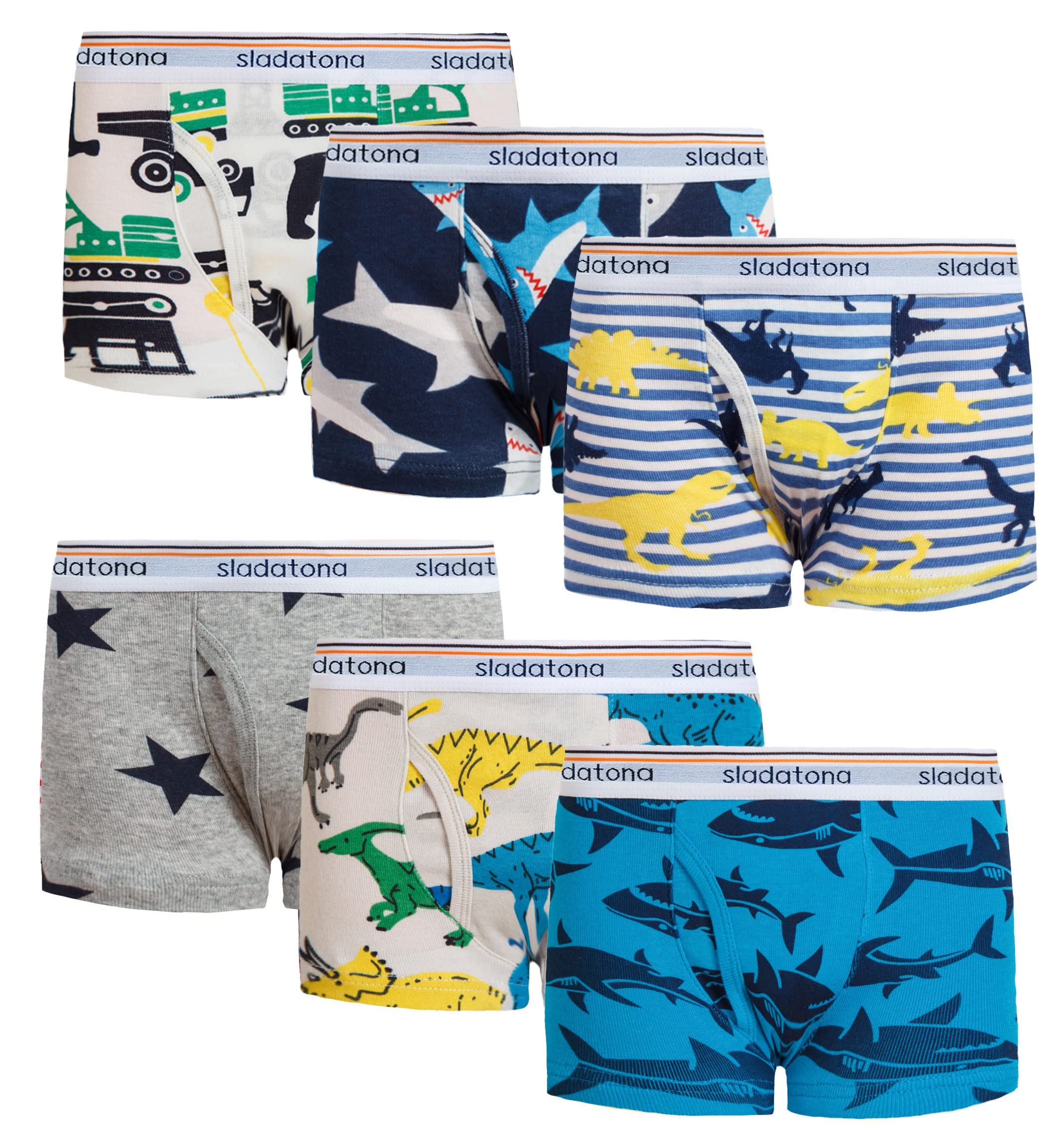 Boys Cotton Boxer Briefs Underwear - Dinosaur & Shark Print - 3/6 Pack - Soft Breathable Toddler Underwear for Kids - Perfect for Playtime, School & Everyday Wear