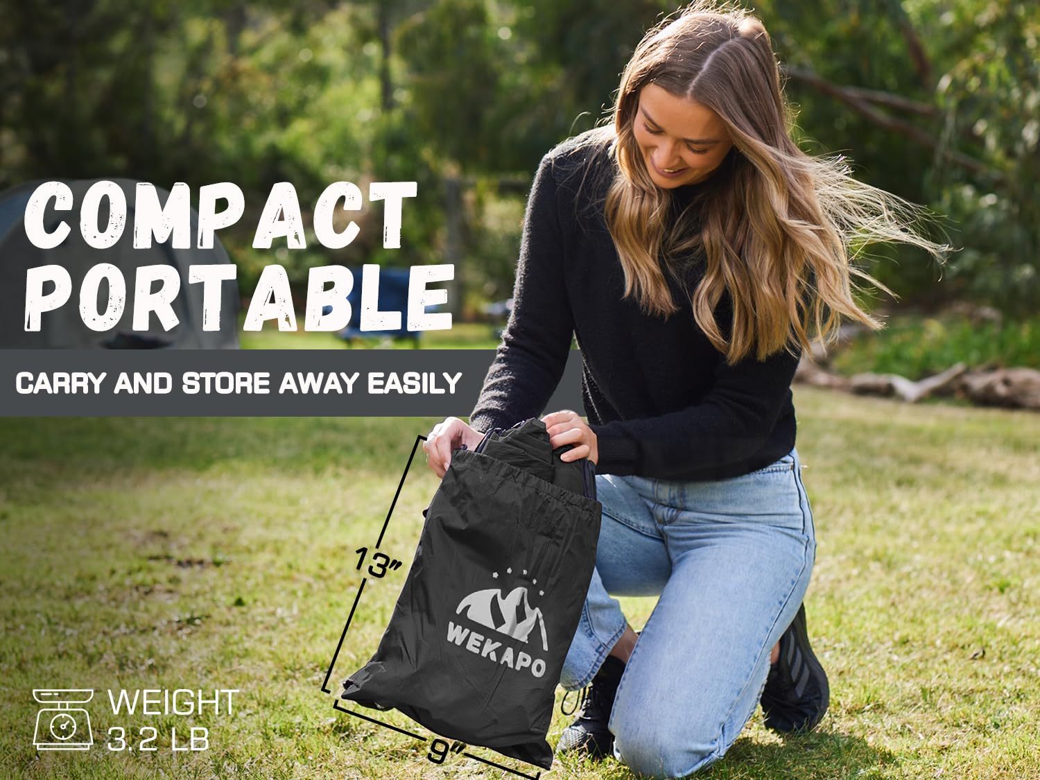 WEKAPO Inflatable Couch - Quick 60-Second Setup, Ultra Comfortable & Lightweight Portable Air Sofa - Perfect for Camping, Beach, Hiking, Picnics, Backyard, Music Festivals & Indoor Lounging (Black) - Ideal for Outdoor Adventures & Home Relaxation