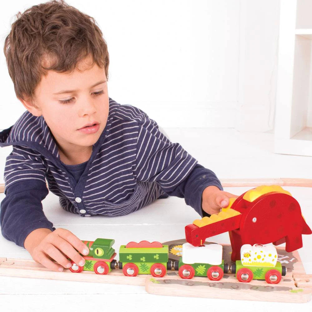 Wooden Dinosaur Crane Toy - Kids Construction Playset with Movable Parts - Perfect for Pretend Play, STEM Learning & Birthday Gifts