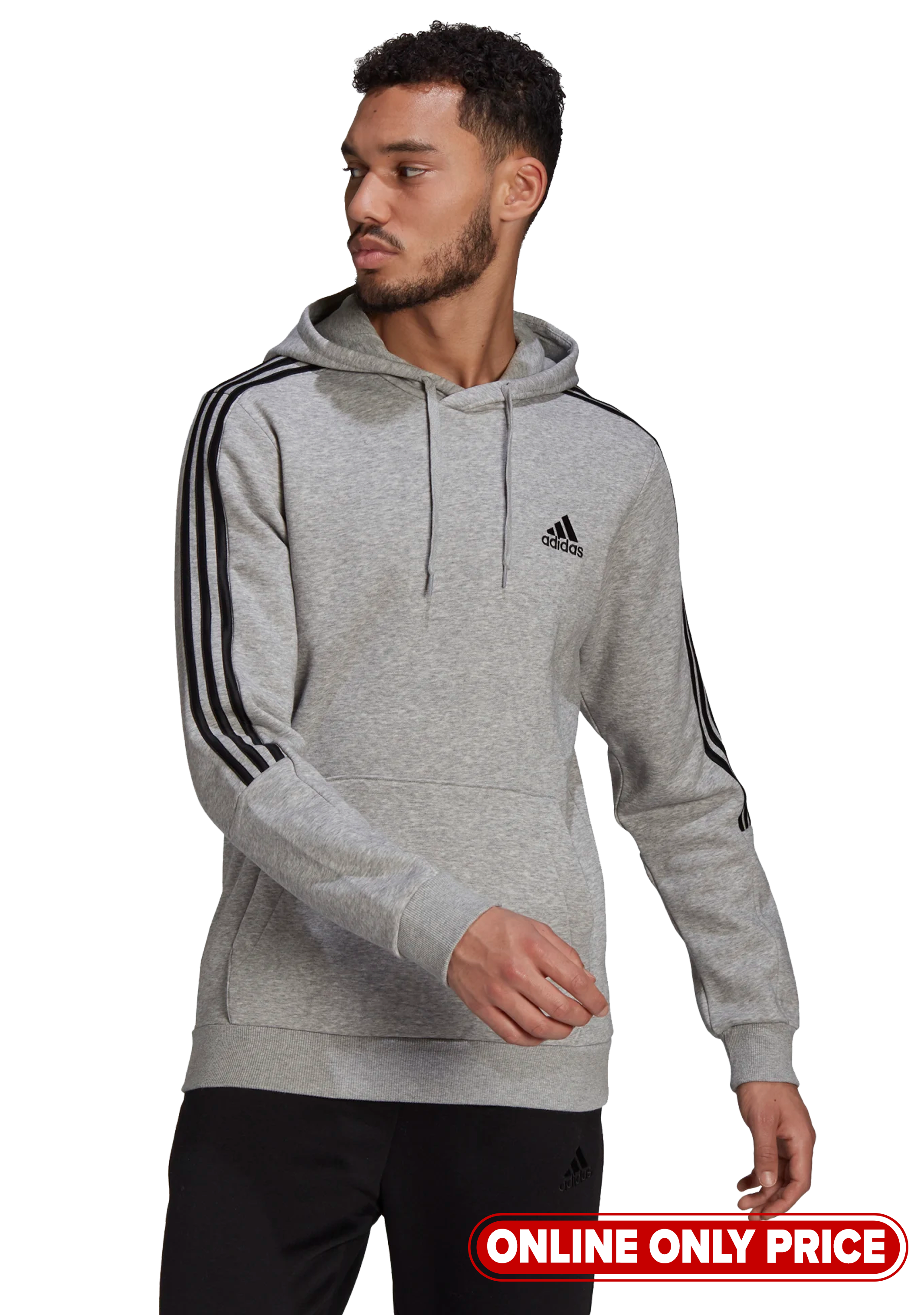 Adidas Men's 3 Stripes Fleece Hoodie - Warm & Comfortable Pullover for Casual Wear, Gym, and Outdoor Activities