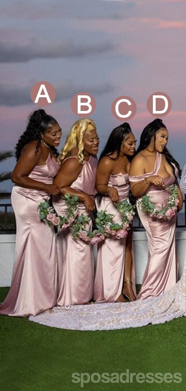 **Elegant Mermaid Pink High Slit Long Bridesmaid Dresses for Weddings & Parties - WG1147 | Perfect for Beach, Church & Formal Events**