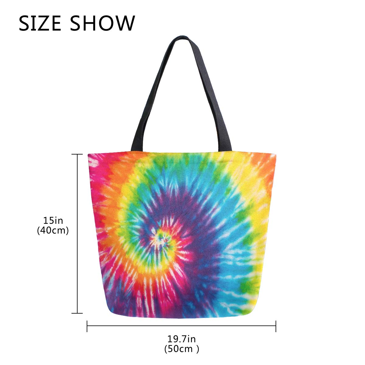 Pfrewn Tie Dye Canvas Tote Bag - Large Washable Shoulder Bag for Beach & Grocery Shopping