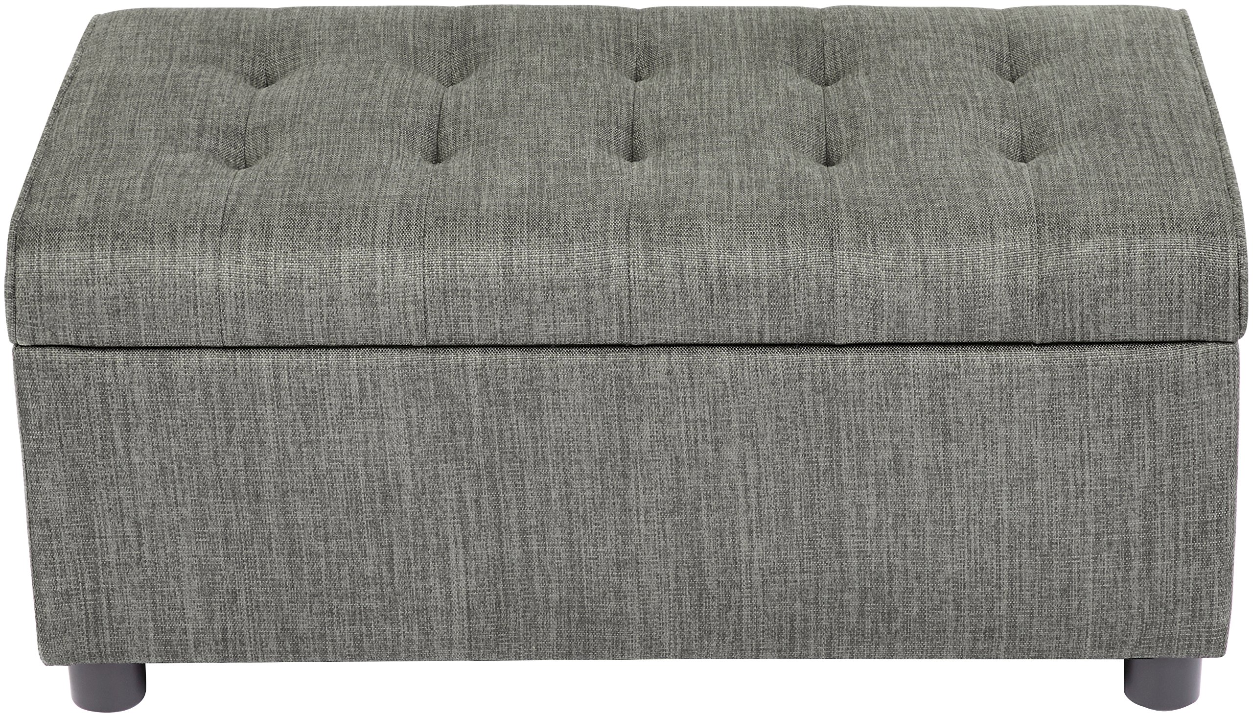 FIRST HILL FHW Arlos Rectangular Fabric Storage Ottoman with Tufted Design - Shadow Gray | Multi-Functional Footrest, Hidden Storage Bench | Perfect for Living Room, Bedroom, and Home Decor