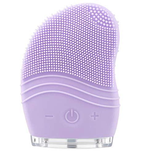 Purple Mini Electric Facial Cleansing Brush with Silicone Bristles - Deep Pore Cleaner for Acne & Blackhead Removal - Perfect for Daily Skincare Routine at Home or Travel