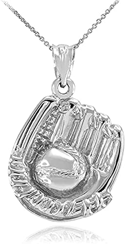 925 Sterling Silver Baseball & Softball Glove with Ball Pendant Necklace - Adjustable Chain (14-18 inch) - Perfect Gift for Players & Fans - Game Day Jewelry for Women & Men