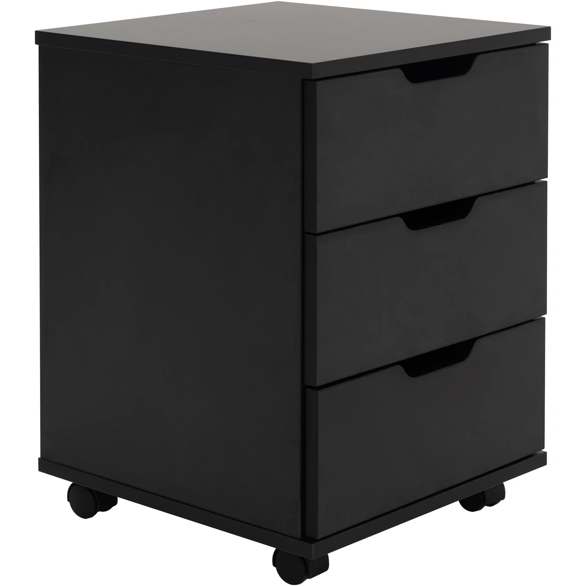 Farini 3-Drawer Vertical Rolling File Cabinet - Wooden Mobile Storage with Casters for Home Office, Under Desk Organization (Black, Non-Assembled) - Perfect for Document Storage & Workspace Organization