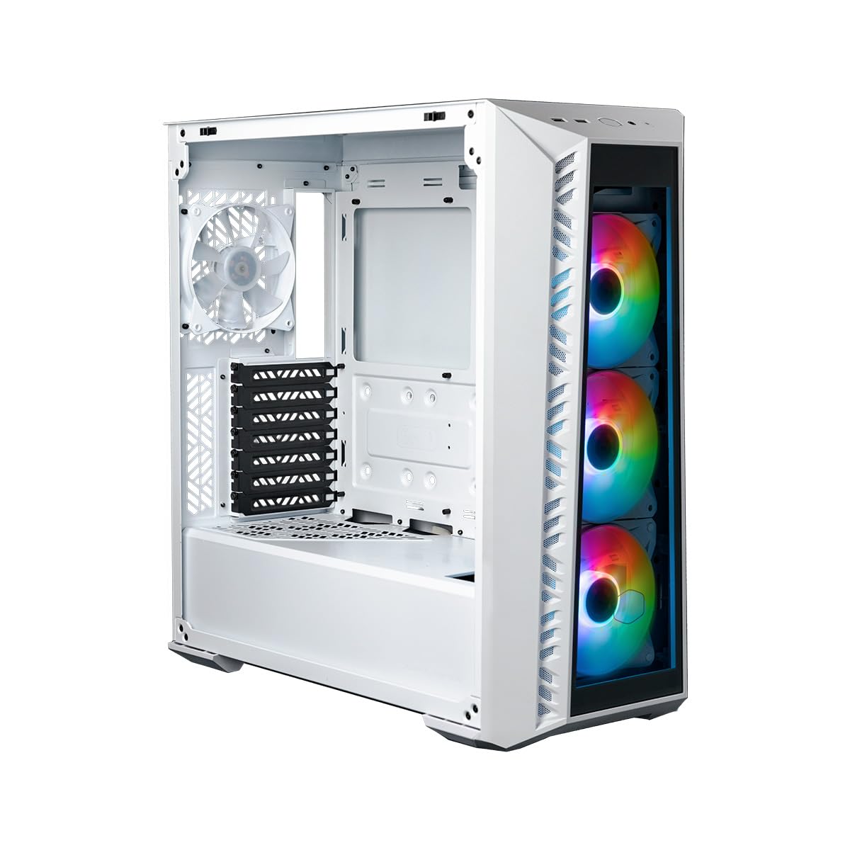 Cooler Master MasterBox 520 Mid-Tower ATX PC Case - 4 Pre-Installed ARGB Fans, Tempered Glass Front & Side Panel, Multiple Airflow Configurations, ARGB Controller (White) - Perfect for Gaming PC Builds & Workstation Setups