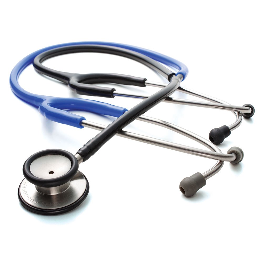 ADC Adscope 613 Teaching Stethoscope with Tunable AFD Technology - Dual Headset for Students & Instructors - Black & Royal Blue - Ideal for Medical Training, Nursing School & Clinical Practice