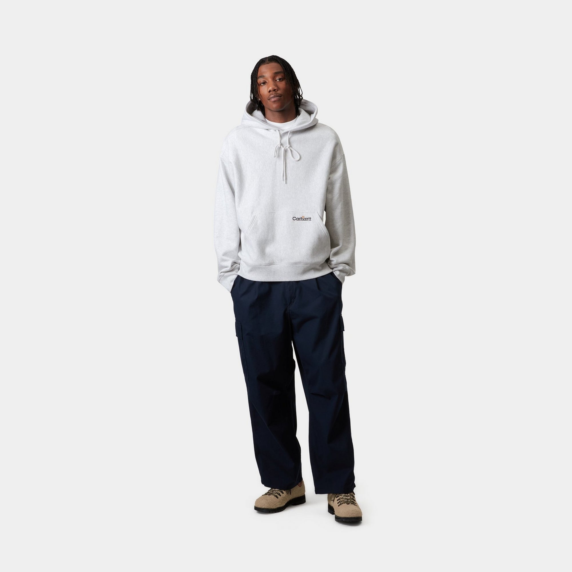 Hooded Script Logo Sweatshirt - Ash Heather | Cozy Pullover for Casual Wear, Street Style & Loungewear