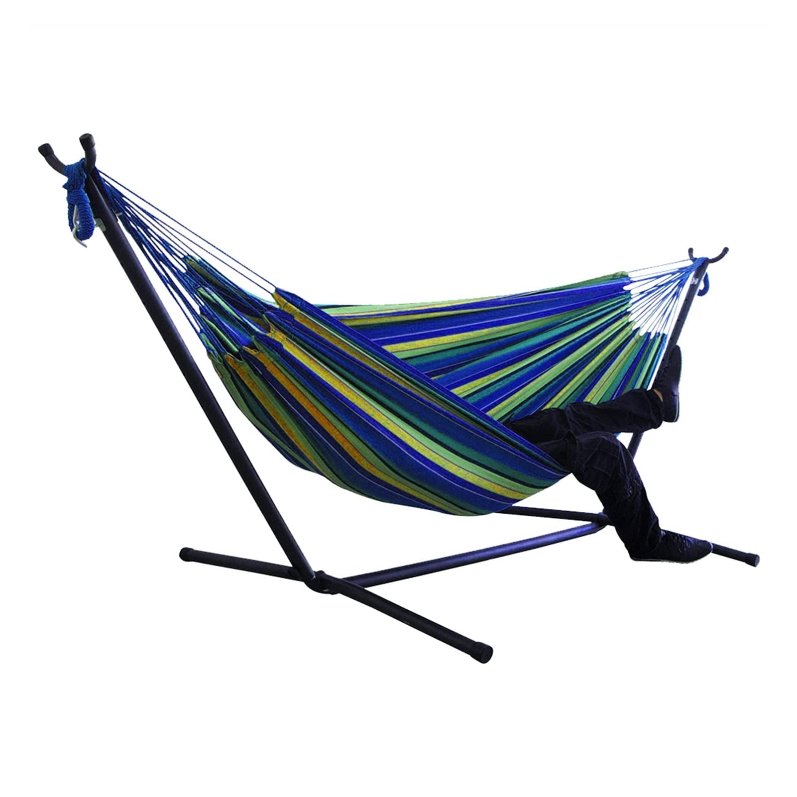 Single & Double Camping Hammock with Mosquito Net - Portable 2 Person Outdoor Hammock for Backpacking, Survival, Travel - Easy Setup Tree Swing Set for Backyard, Beach & Forest Adventures