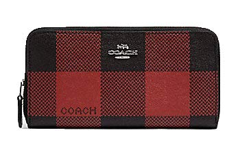 COACH Women's Patent Leather Accordion Zip Wallet - Stylish & Durable Crossgrain Leather with Multiple Card Slots (1941 Red Multi) | Perfect for Everyday Use, Travel & Gift Giving