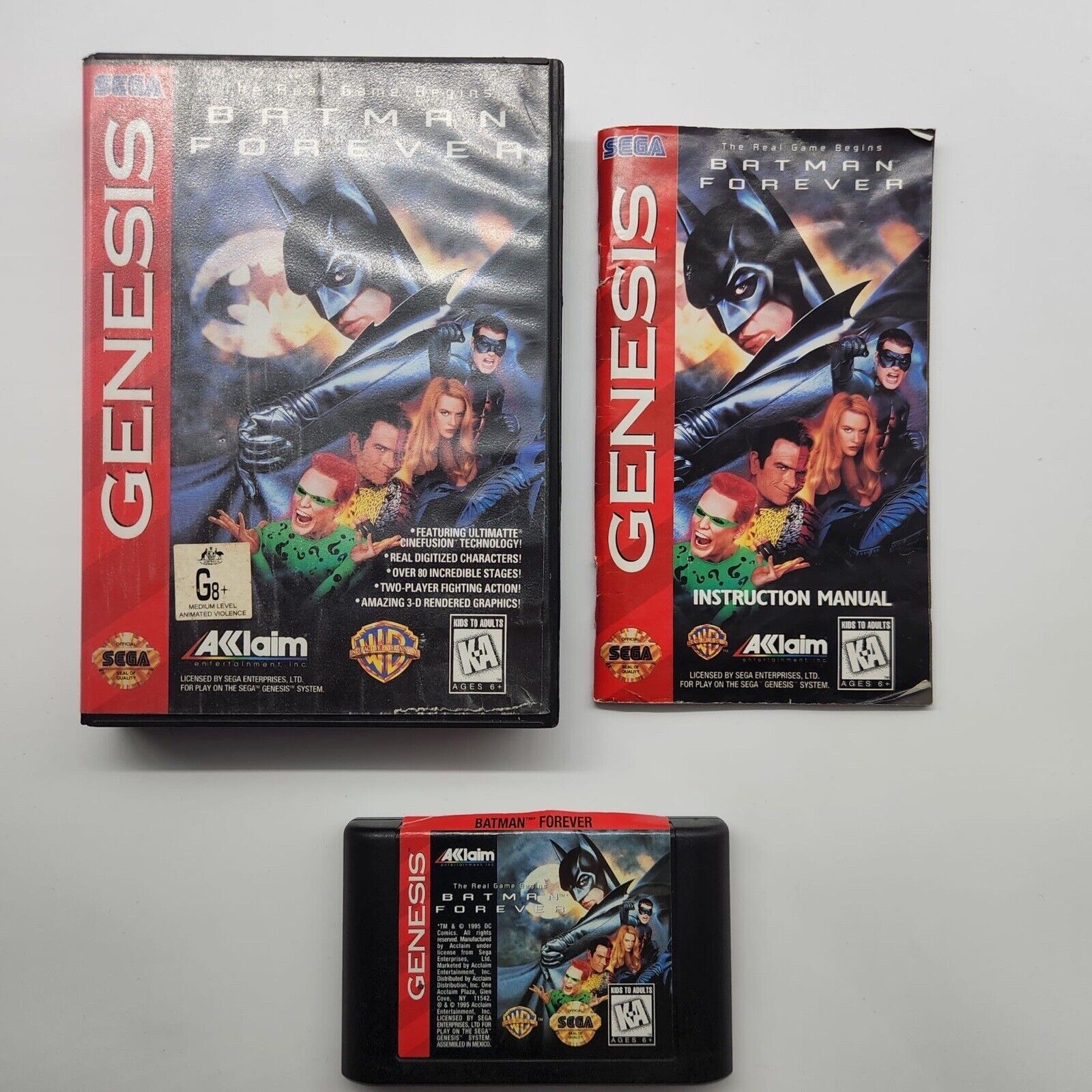 Batman Forever Sega Mega Drive Game with Original Manual - Classic 90s Superhero Video Game for Collectors & Retro Gaming Enthusiasts - Perfect for Nostalgic Playthroughs and Display