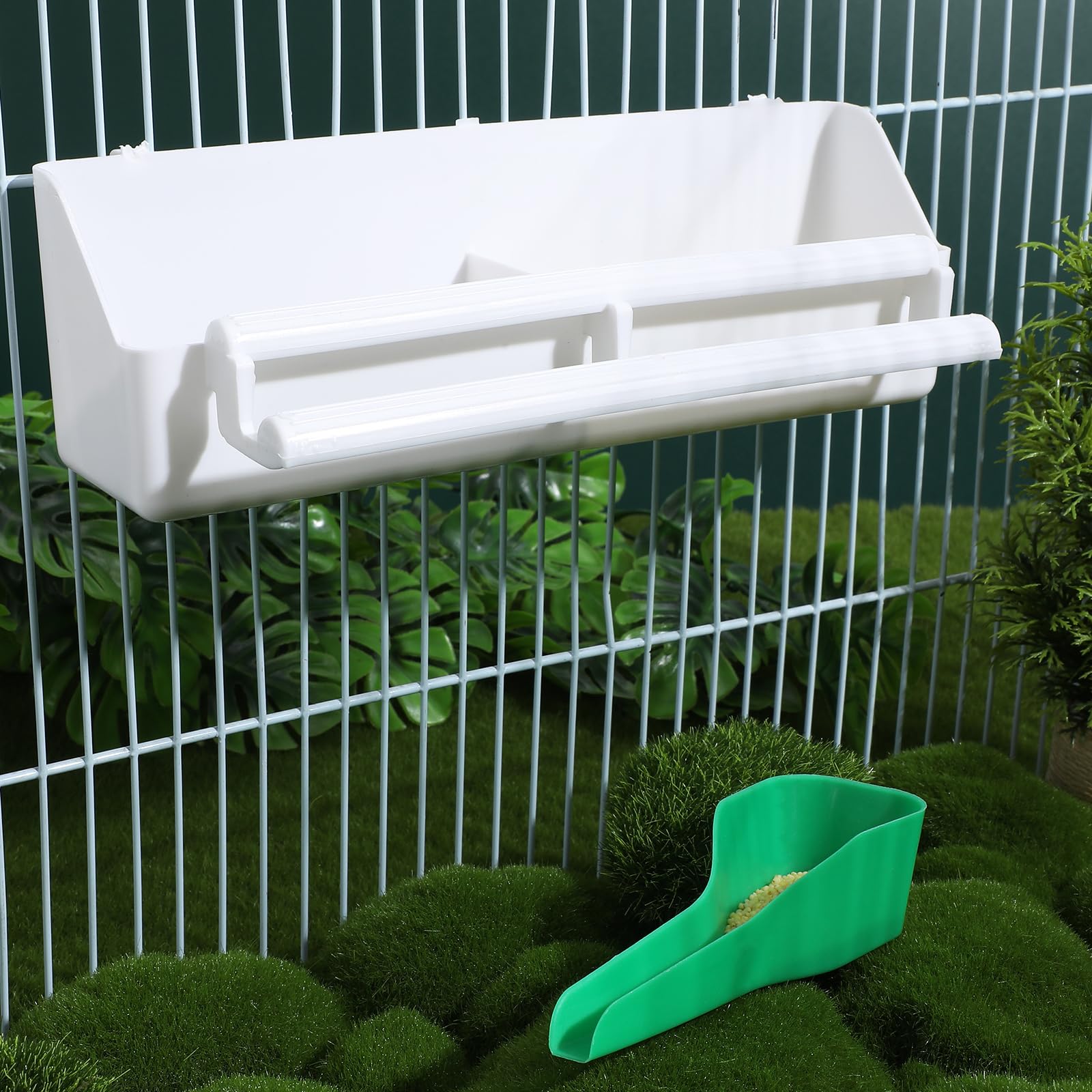 GANAZONO 2 Pack Hanging Bird Water Dispenser & Food Feeder for Cage - Durable Bird Food Bowl Cups with Spoon - Perfect for Parakeets, Canaries & Small Birds - Easy to Clean & Refill for Daily Bird Care